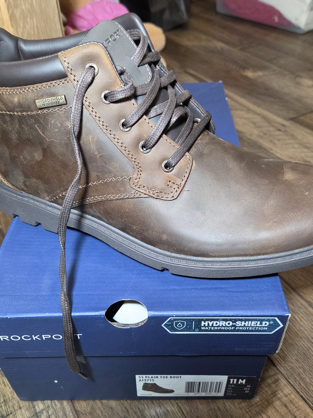 Rockport Men's Brown Hydro-Shield Plain Toe Boots